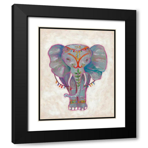 Festival Elephant II Black Modern Wood Framed Art Print with Double Matting by Zarris, Chariklia