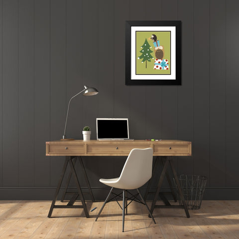 Happy Owlidays VI Black Modern Wood Framed Art Print with Double Matting by Vess, June Erica