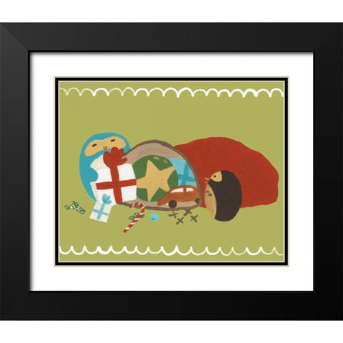 Happy Owlidays X Black Modern Wood Framed Art Print with Double Matting by Vess, June Erica