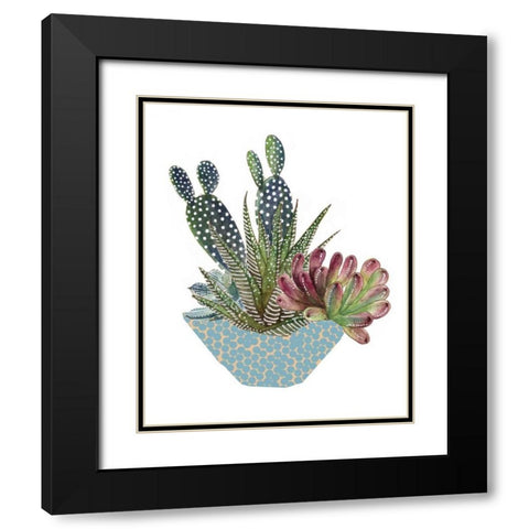 Cactus Arrangement I Black Modern Wood Framed Art Print with Double Matting by Wang, Melissa