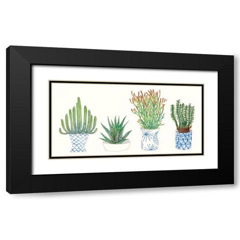 Four Succulents I Black Modern Wood Framed Art Print with Double Matting by Wang, Melissa