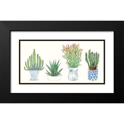 Four Succulents I Black Modern Wood Framed Art Print with Double Matting by Wang, Melissa