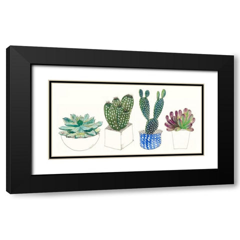 Four Succulents II Black Modern Wood Framed Art Print with Double Matting by Wang, Melissa