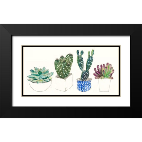 Four Succulents II Black Modern Wood Framed Art Print with Double Matting by Wang, Melissa