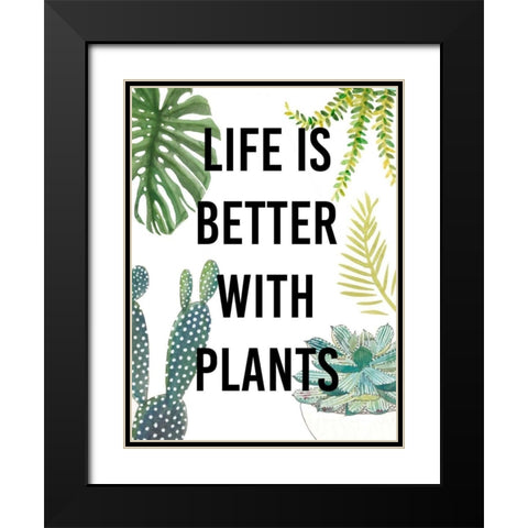 Plant Love III Black Modern Wood Framed Art Print with Double Matting by Studio W