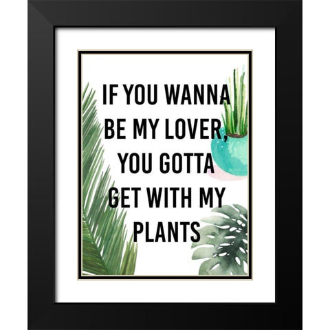 Plant Love IV Black Modern Wood Framed Art Print with Double Matting by Studio W