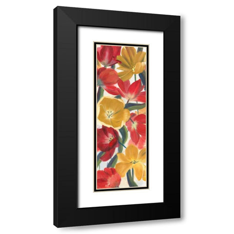 Tulip Array Panel I Black Modern Wood Framed Art Print with Double Matting by Iafrate, Sandra