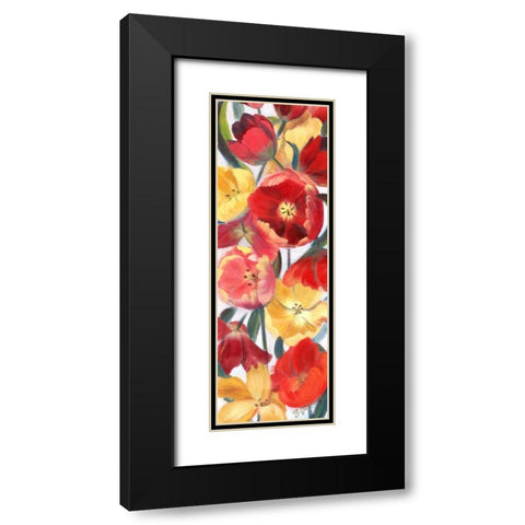 Tulip Array Panel II Black Modern Wood Framed Art Print with Double Matting by Iafrate, Sandra