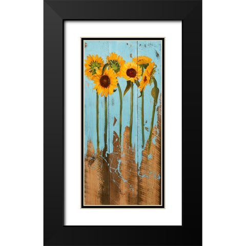 Sunflowers on Wood II Black Modern Wood Framed Art Print with Double Matting by Iafrate, Sandra