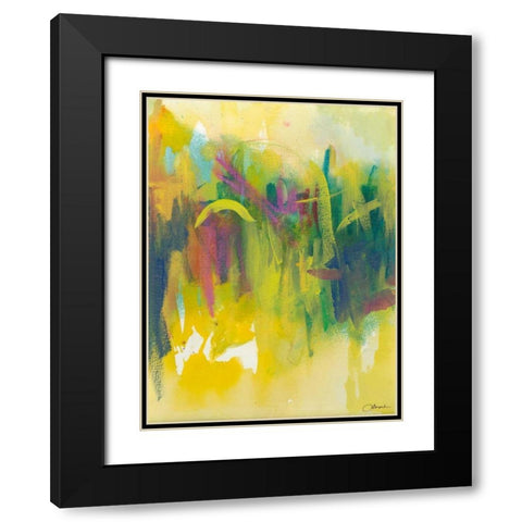 Happy Days I Black Modern Wood Framed Art Print with Double Matting by Combs, Joyce
