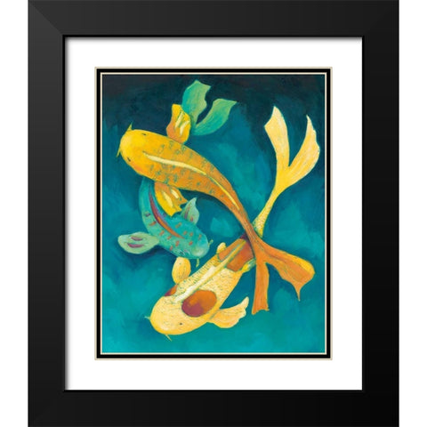 Ornamental Koi I Black Modern Wood Framed Art Print with Double Matting by Zarris, Chariklia