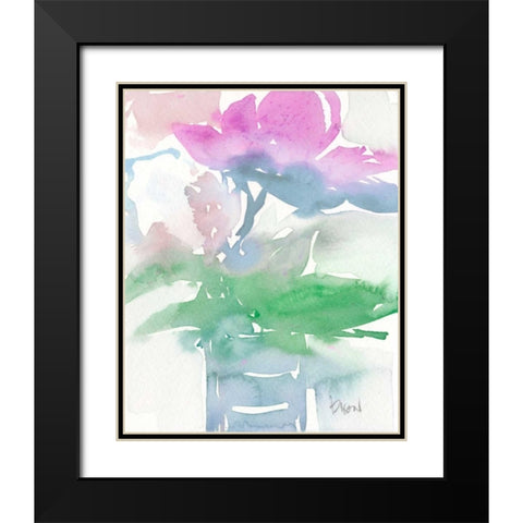 Pretty Pink Flowers I Black Modern Wood Framed Art Print with Double Matting by Dixon, Samuel