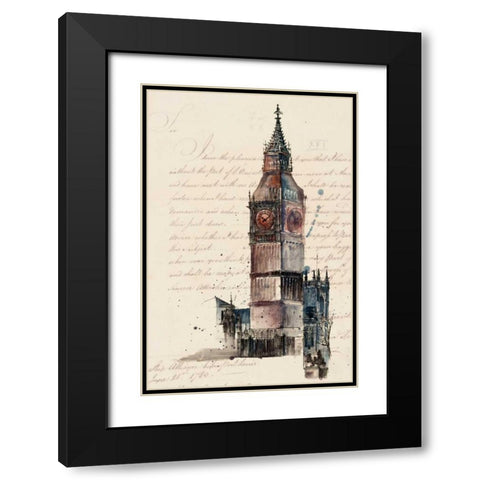 Letters from Big Ben Black Modern Wood Framed Art Print with Double Matting by Wang, Melissa