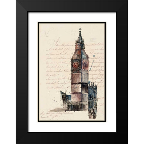 Letters from Big Ben Black Modern Wood Framed Art Print with Double Matting by Wang, Melissa