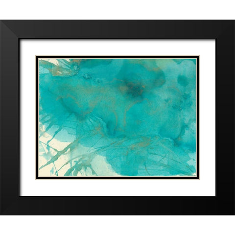 Turquoise Moment I Black Modern Wood Framed Art Print with Double Matting by Combs, Joyce