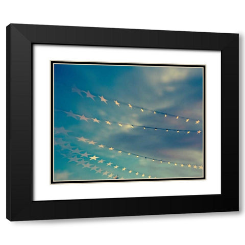 Bokeh Stars I Black Modern Wood Framed Art Print with Double Matting by Quintero, Sonja