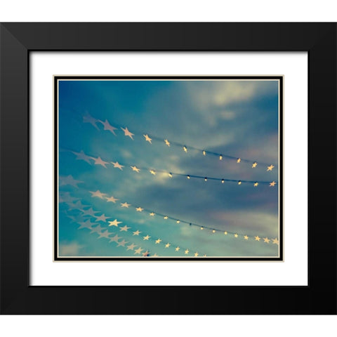 Bokeh Stars I Black Modern Wood Framed Art Print with Double Matting by Quintero, Sonja