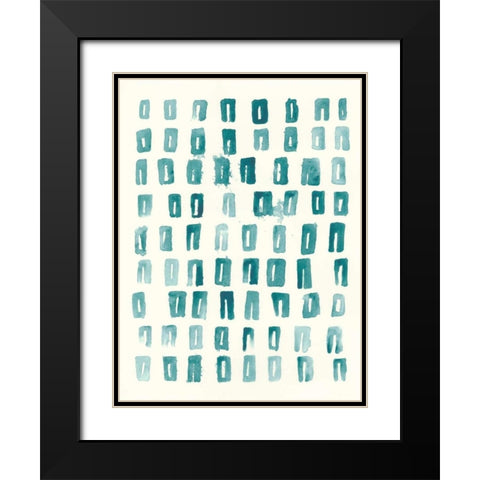 Blue Batik Motif II Black Modern Wood Framed Art Print with Double Matting by Vess, June Erica
