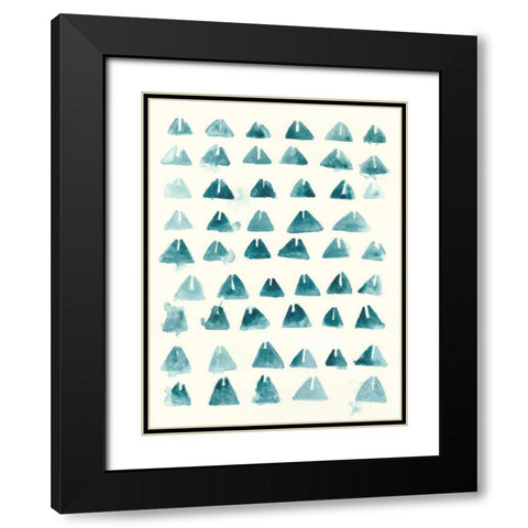 Blue Batik Motif III Black Modern Wood Framed Art Print with Double Matting by Vess, June Erica
