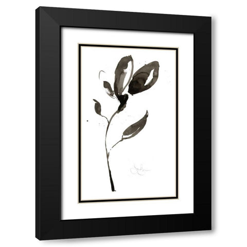Solitary Sumi-e  I Black Modern Wood Framed Art Print with Double Matting by Goldberger, Jennifer