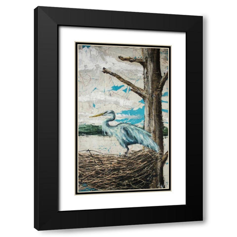 Midway Heron I Black Modern Wood Framed Art Print with Double Matting by Wickey, Allison