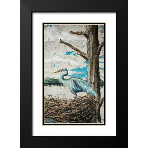 Midway Heron I Black Modern Wood Framed Art Print with Double Matting by Wickey, Allison