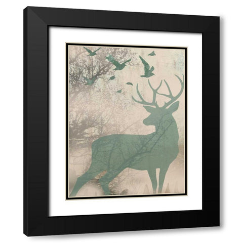 Deer Solace I Black Modern Wood Framed Art Print with Double Matting by Goldberger, Jennifer
