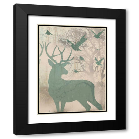 Deer Solace II Black Modern Wood Framed Art Print with Double Matting by Goldberger, Jennifer