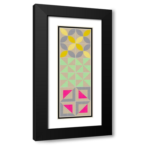 Elementary Tile Panel I Black Modern Wood Framed Art Print with Double Matting by Zarris, Chariklia