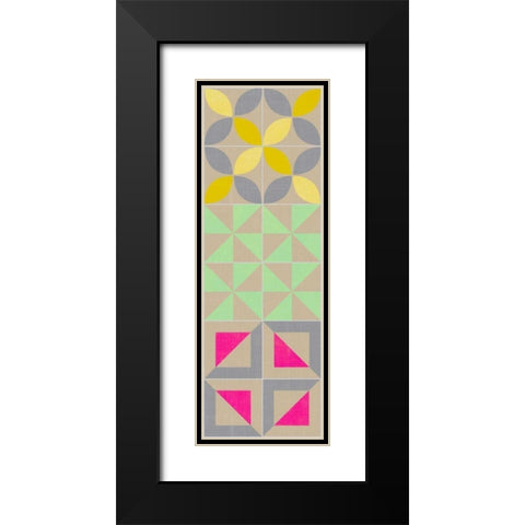 Elementary Tile Panel I Black Modern Wood Framed Art Print with Double Matting by Zarris, Chariklia