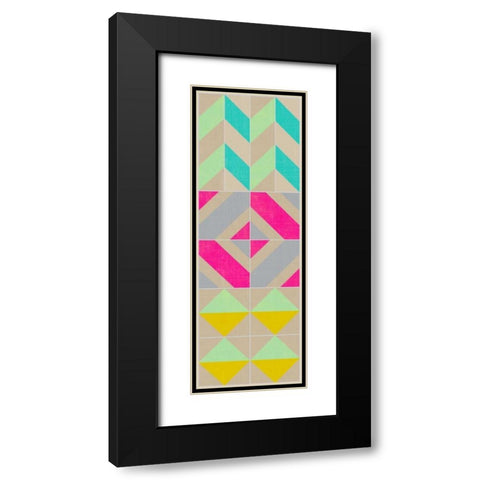 Elementary Tile Panel II Black Modern Wood Framed Art Print with Double Matting by Zarris, Chariklia