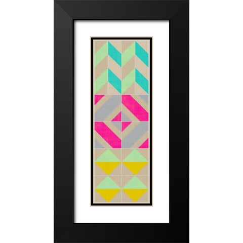 Elementary Tile Panel II Black Modern Wood Framed Art Print with Double Matting by Zarris, Chariklia