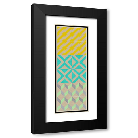 Elementary Tile Panel III Black Modern Wood Framed Art Print with Double Matting by Zarris, Chariklia