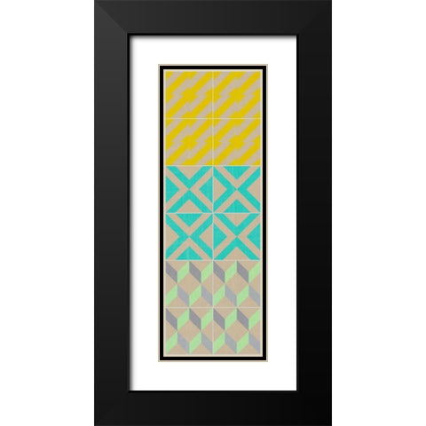 Elementary Tile Panel III Black Modern Wood Framed Art Print with Double Matting by Zarris, Chariklia