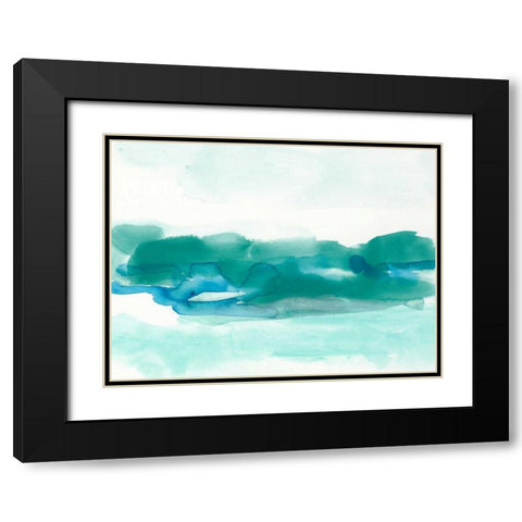 Teal Coast I Black Modern Wood Framed Art Print with Double Matting by Vess, June Erica
