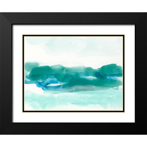 Teal Coast I Black Modern Wood Framed Art Print with Double Matting by Vess, June Erica