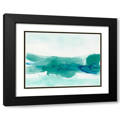 Teal Coast II Black Modern Wood Framed Art Print with Double Matting by Vess, June Erica