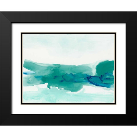 Teal Coast II Black Modern Wood Framed Art Print with Double Matting by Vess, June Erica