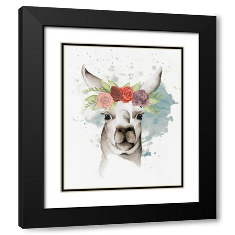 Llama Flora II Black Modern Wood Framed Art Print with Double Matting by Popp, Grace