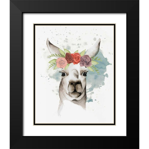 Llama Flora II Black Modern Wood Framed Art Print with Double Matting by Popp, Grace