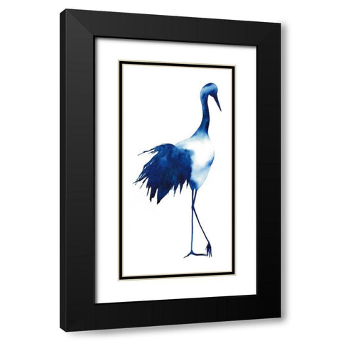 Ink Drop Crane I Black Modern Wood Framed Art Print with Double Matting by Popp, Grace