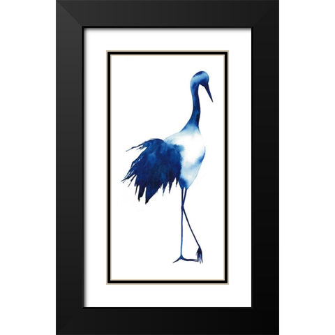 Ink Drop Crane I Black Modern Wood Framed Art Print with Double Matting by Popp, Grace