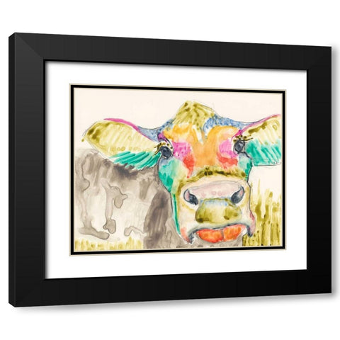 Hifi Cow II Black Modern Wood Framed Art Print with Double Matting by Goldberger, Jennifer