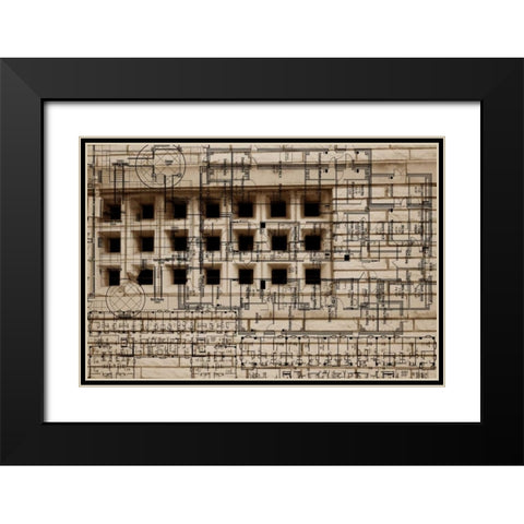 Architecture Drawing II Black Modern Wood Framed Art Print with Double Matting by Jasper, Sisa