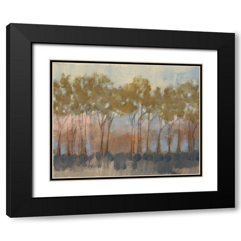 Ochre Treeline I Black Modern Wood Framed Art Print with Double Matting by Goldberger, Jennifer