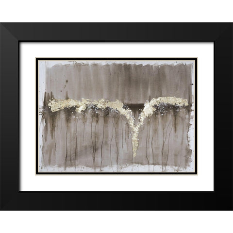 Champagne and Gold Falls Black Modern Wood Framed Art Print with Double Matting by Goldberger, Jennifer