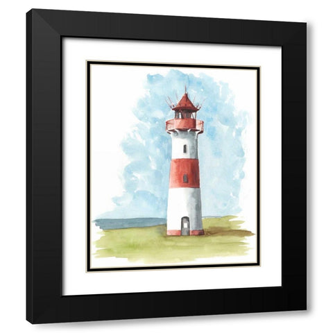 Watercolor Lighthouse II Black Modern Wood Framed Art Print with Double Matting by McCavitt, Naomi