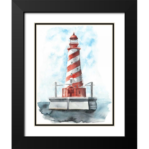 Watercolor Lighthouse IV Black Modern Wood Framed Art Print with Double Matting by McCavitt, Naomi