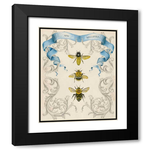Bees and Filigree II Black Modern Wood Framed Art Print with Double Matting by McCavitt, Naomi