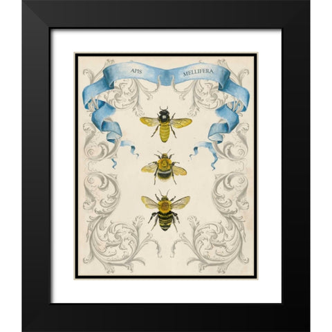 Bees and Filigree II Black Modern Wood Framed Art Print with Double Matting by McCavitt, Naomi